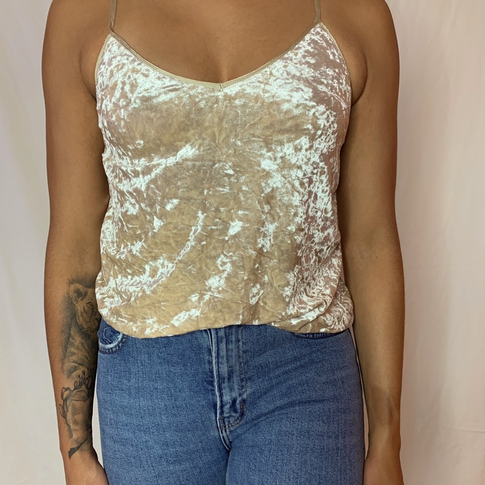 Cream velvet tank top